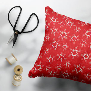Snöflingor, Röda och vita Snöflingor, Snö Prydnadskudde
