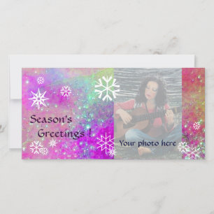 SNÖFLINGOR,rosa,fuchsia,violett,lila,vitt Julkort