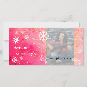 SNÖFLINGOR, rosa,fuchsia,vit Julkort