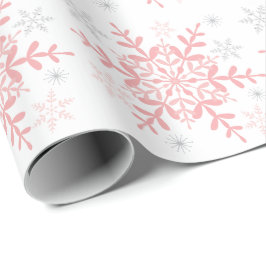 Snöflingor Rosa Silver Winter Baby Shower Presentpapper