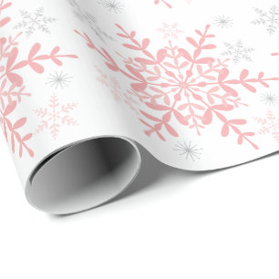Snöflingor Rosa Silver Winter Baby Shower Presentpapper