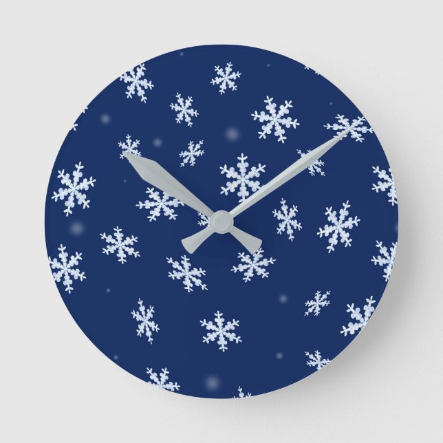 Snöflingor Rund Klocka (Framsida)