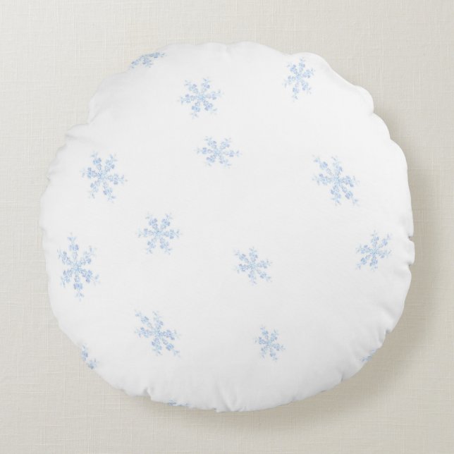 Snöflingor Rund Kudde (Framsidan)