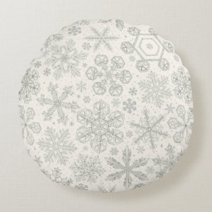 Snöflingor Rund Kudde