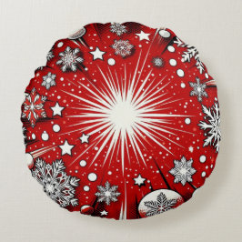 Snöflingor Rund Kudde