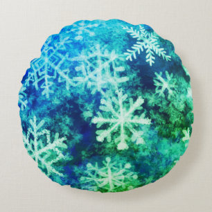 Snöflingor Rund Kudde