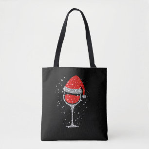 Snöflingor Santa Vin Glass Santa Hat Red Vin Tygkasse