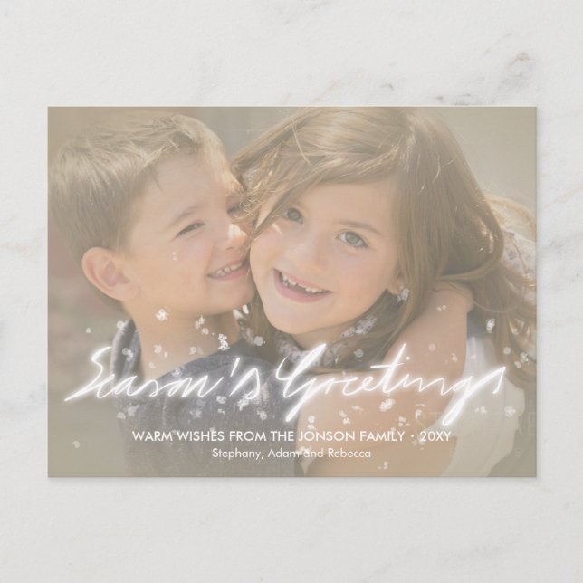 Snöflingor Säsonhälsningar Fotoeffektvykort Helg Vykort (Framsida)