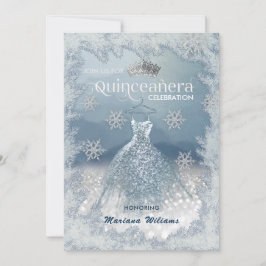 Snöflingor Silver dress ombre tiara Quinceañera I Inbjudningar