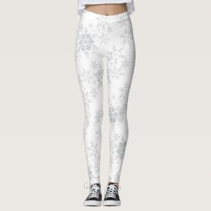 Snöflingor Silver, Glitter, vinter eller jul Leggings