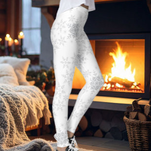 Snöflingor Silver, Glitter, vinter eller jul Leggings
