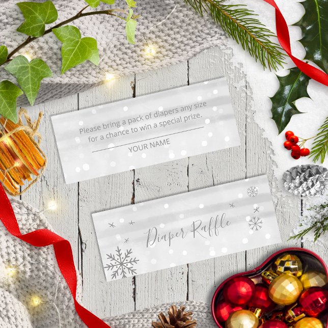 Snöflingor Silver Grått  Babykläder Förkläde Raffl Mini Visitkort (Skapare uppladdad)