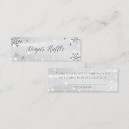 Snöflingor Silvergrå Baby Shower Blöja Lotteri Mini Visitkort