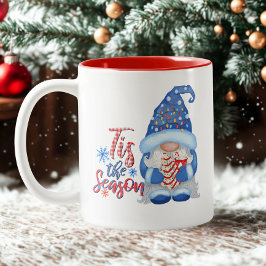 Snöflingor Sladdljus Röd Blå Tomte Jul Två-Tonad Mugg