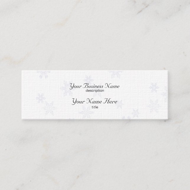 Snöflingor Smala Affärskort Linen Papper Mini Visitkort (Framsida)