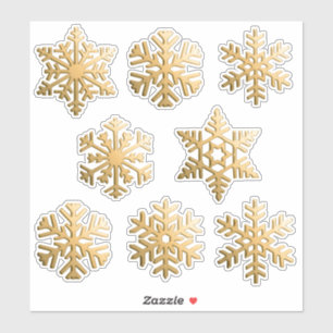 Snöflingor/Snö-flingor i ett faux guld avslutar Klistermärken