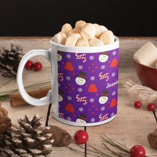 Snöflingor Snögubbe Polkagrisar lägger till Namn m Kaffemugg