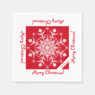Snöflingor Snowing Red Helgdag Papper Napkins Pappersservett