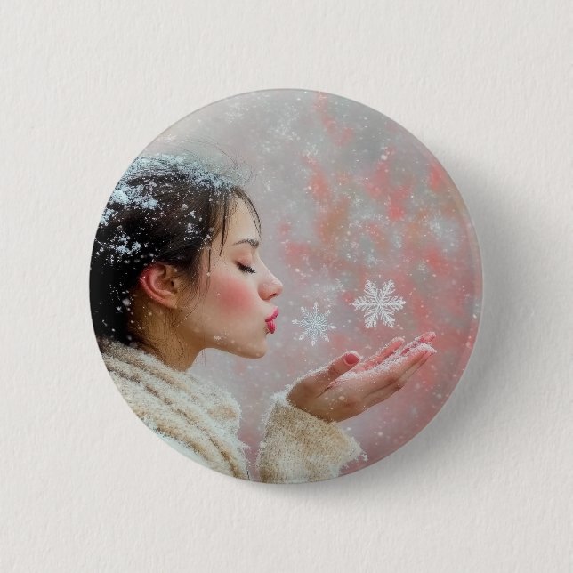 Snöflingor som blåser knapp (Framsida)