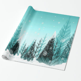 Snöflingor som faller i Aquavinterskog Presentpapper
