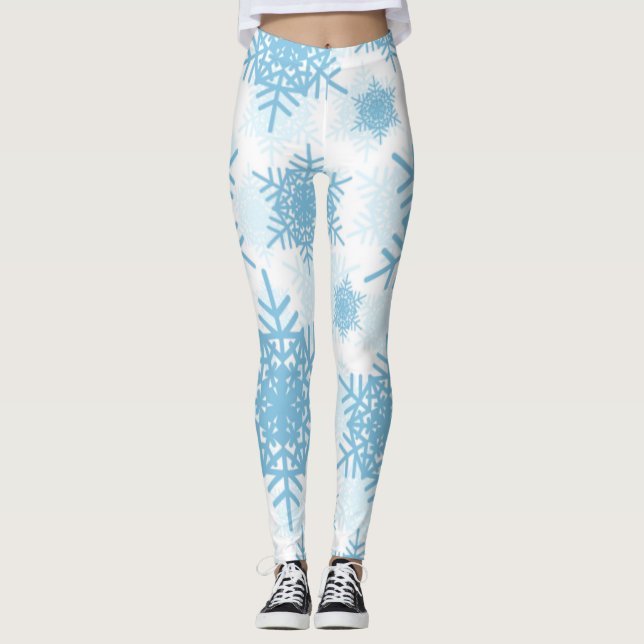 Snöflingor Sömlösa Mönster Leggings (Framsida)