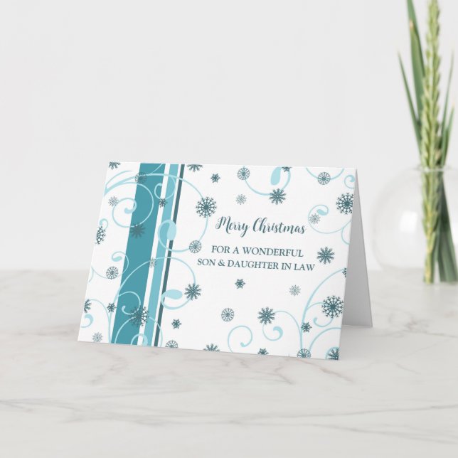 Snöflingor son & dotter i Law God jul Helgkort (Framsida)