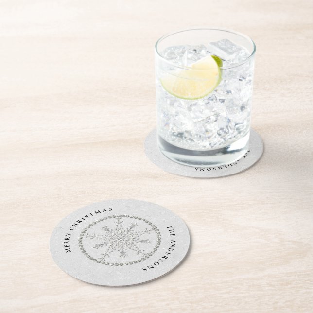 Snöflingor Sparkles Glitter White-Chicen Jul Underlägg Papper Rund (Insitu)