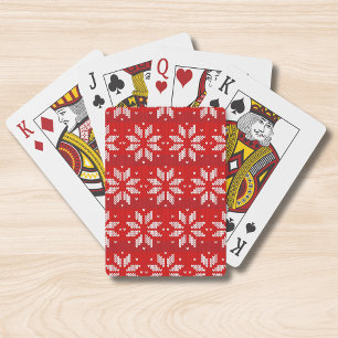 Snöflingor Sticka vid jul Red White Winter Helgdag Casinokort