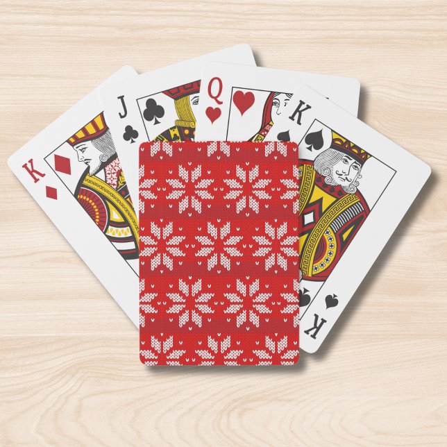 Snöflingor Sticka vid jul Red White Winter Helgdag Casinokort (Skapare uppladdad)