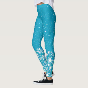 Snöflingor & stjärnor på blå eller din färg leggings