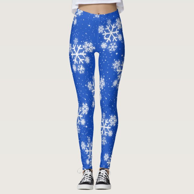 Snöflingor & stjärnor (redigerbart) leggings (Framsida)