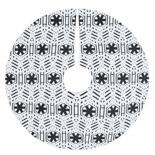 Snöflingor svart och vit skandinavisk jul julgransmatta borstad polyester (Framsidan)