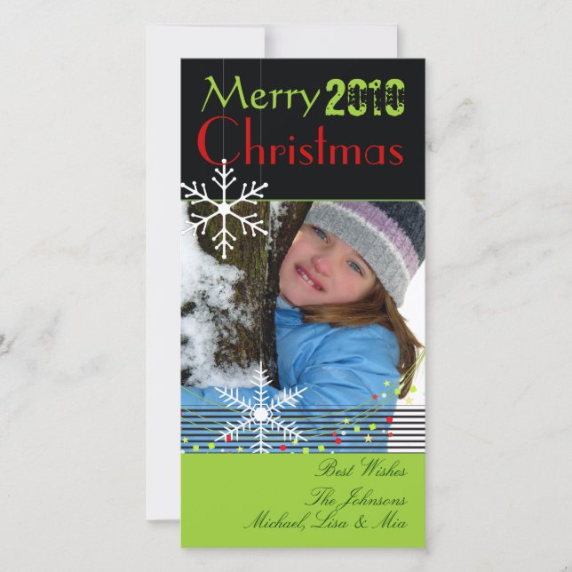 Snöflingor ~ svarta och vita julklappar, trim av g julkort (Framsida)