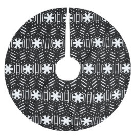 Snöflingor svartvit mönster-jul julgransmatta borstad polyester