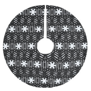 Snöflingor svartvit mönster-jul julgransmatta borstad polyester