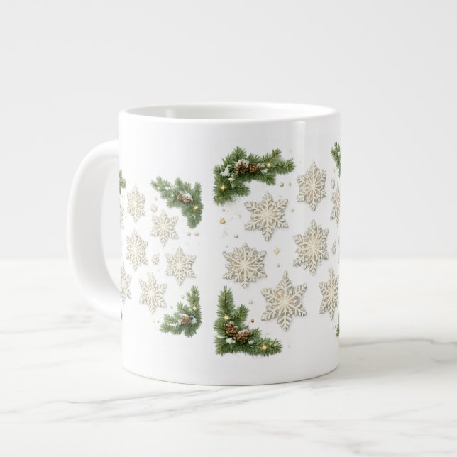 Snöflingor & Tall Julmugg Jumbo Mugg (Framsida vänster)