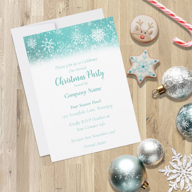 Snöflingor Teal Inbjudningar (Skapare uppladdad)