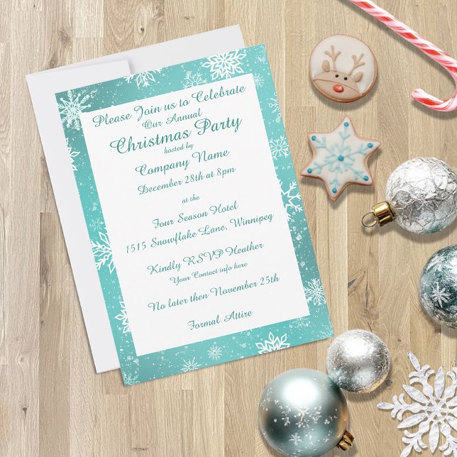 Snöflingor Teal Inbjudningar (Skapare uppladdad)