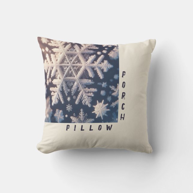 Snöflingor / tjocka kristaller / raster / Porch Kudde (Framsida)