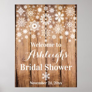 Snöflingor, Trähälsningsaffisch för bröllopsfest Poster