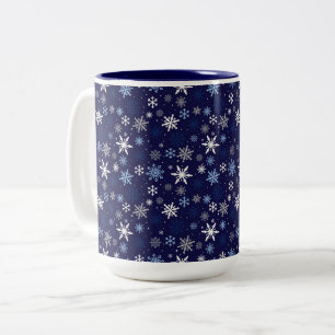 Snöflingor tvåtonskaffe Mugg