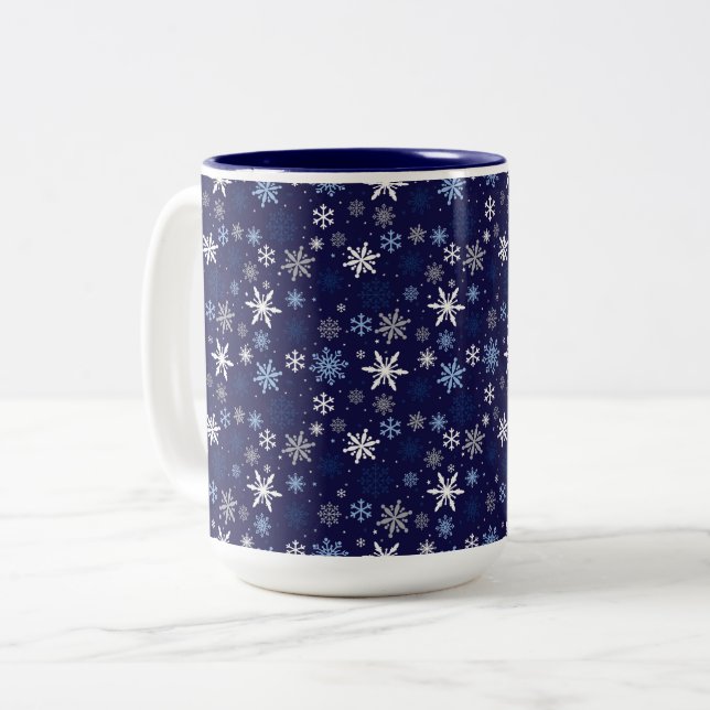 Snöflingor tvåtonskaffe Mugg (Framsida vänster)