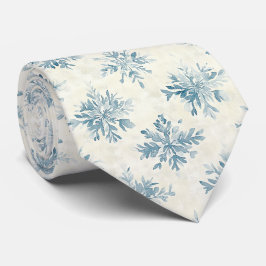 Snöflingor Vattenfärg Blå Slips