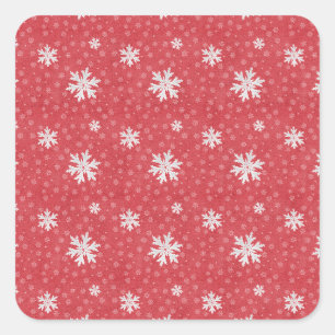 Snöflingor vid Kväll-julens inbjudan Napkins Fyrkantigt Klistermärke