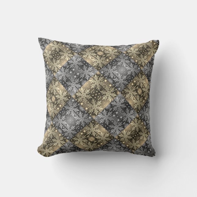 Snöflingor Vinter Natt / Sepia / Lutande Spegeln Kudde (Framsida)