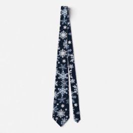 Snöflingor Vinterdesign Blå Kall Söt Slips