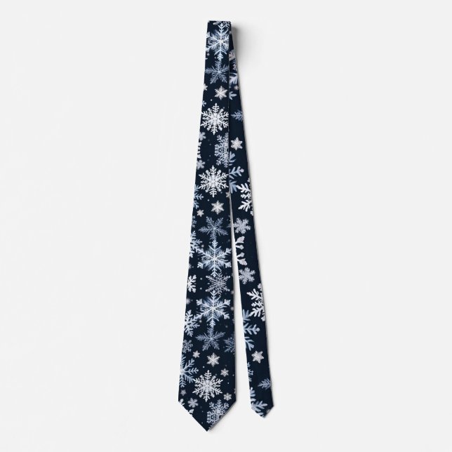 Snöflingor Vinterdesign Blå Kall Söt Slips (Framsida)