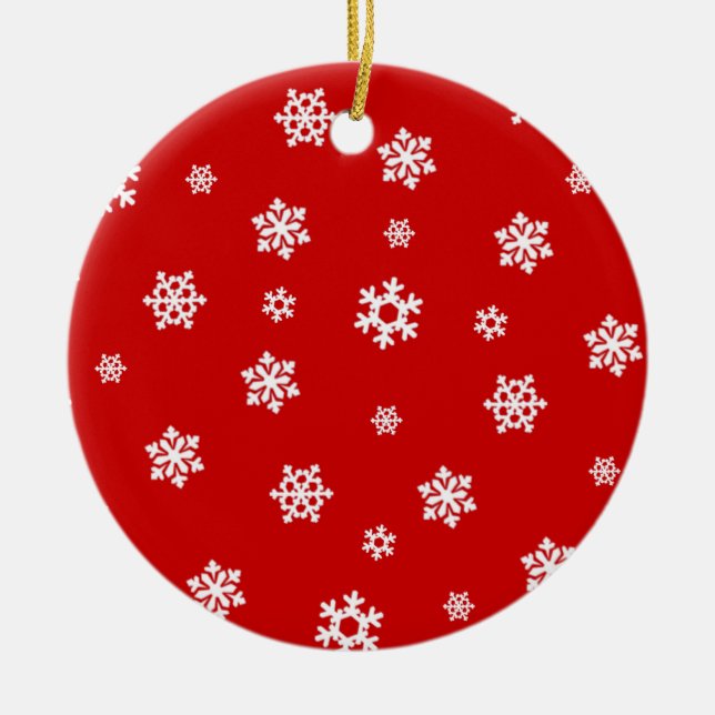 Snöflingor (Vit) [Jul Mönster] Julgransprydnad Keramik (Framsidan)