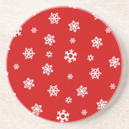 Snöflingor (Vit) [Jul Mönster] Underlägg Sandsten