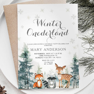 Snöflingor Vita Djur Onederland 1-årsdag Inbjudningar